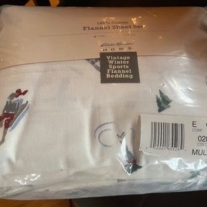 New in Pkg Eddie Bauer 100% cotton twin size flannel sheet set vintage winter sp
